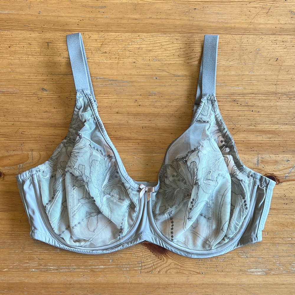 Delicate Lace Underwire Bra in Soft Gray